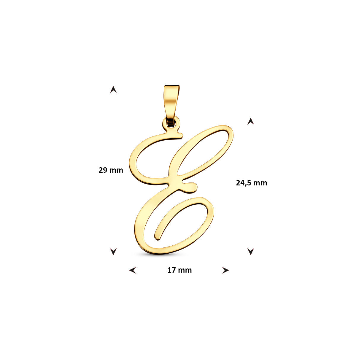 Hanger sierletter E 24,5 mm 14K geelgoud #Letter_E