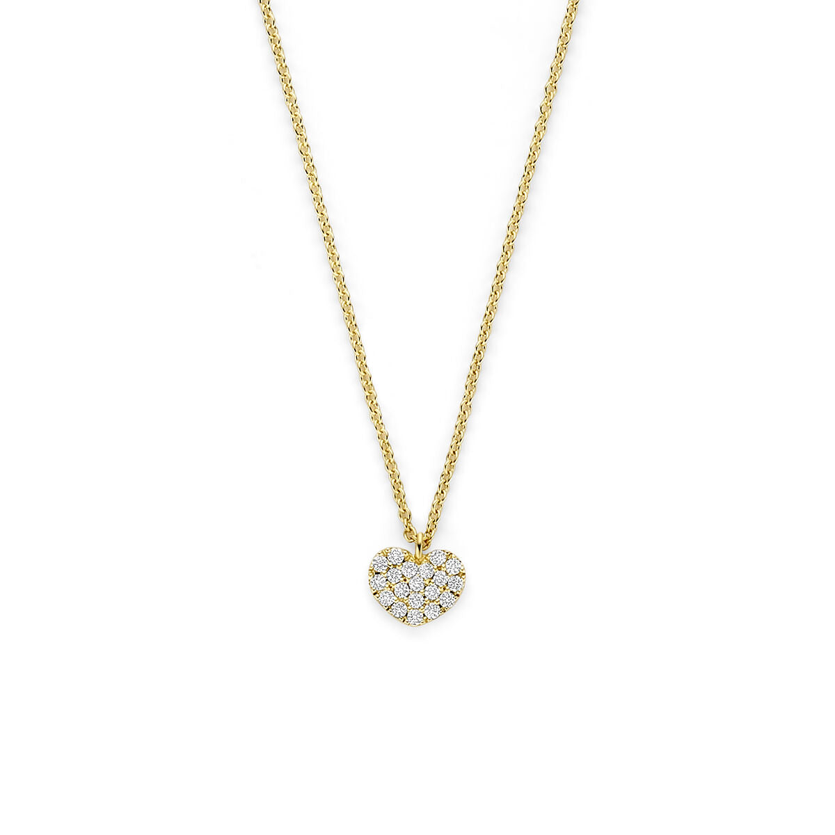 Fantasy Collection Collier hartje diamant 0.09ct h si 43 - 44 - 45 cm 14K geelgoud