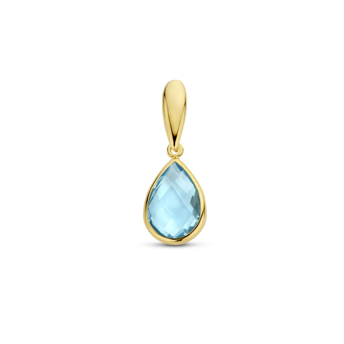 14K geelgoud hanger blauw topaas 4027097 - PansiteNederland.nl