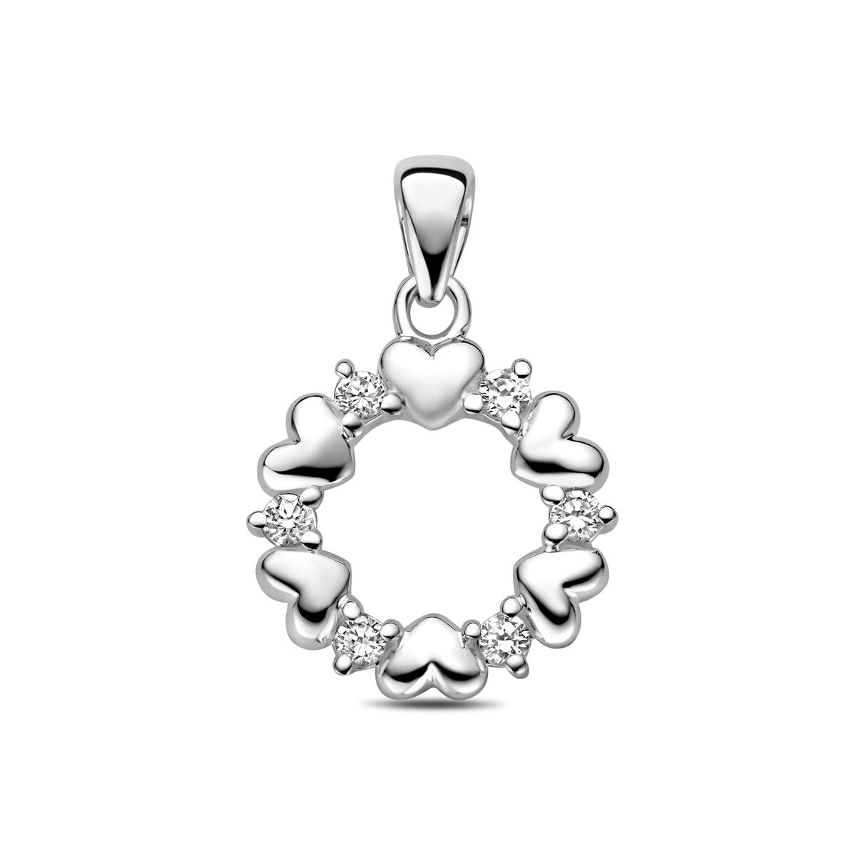 Hanger hartjes zirkonia zilver gerhodineerd 12 mm