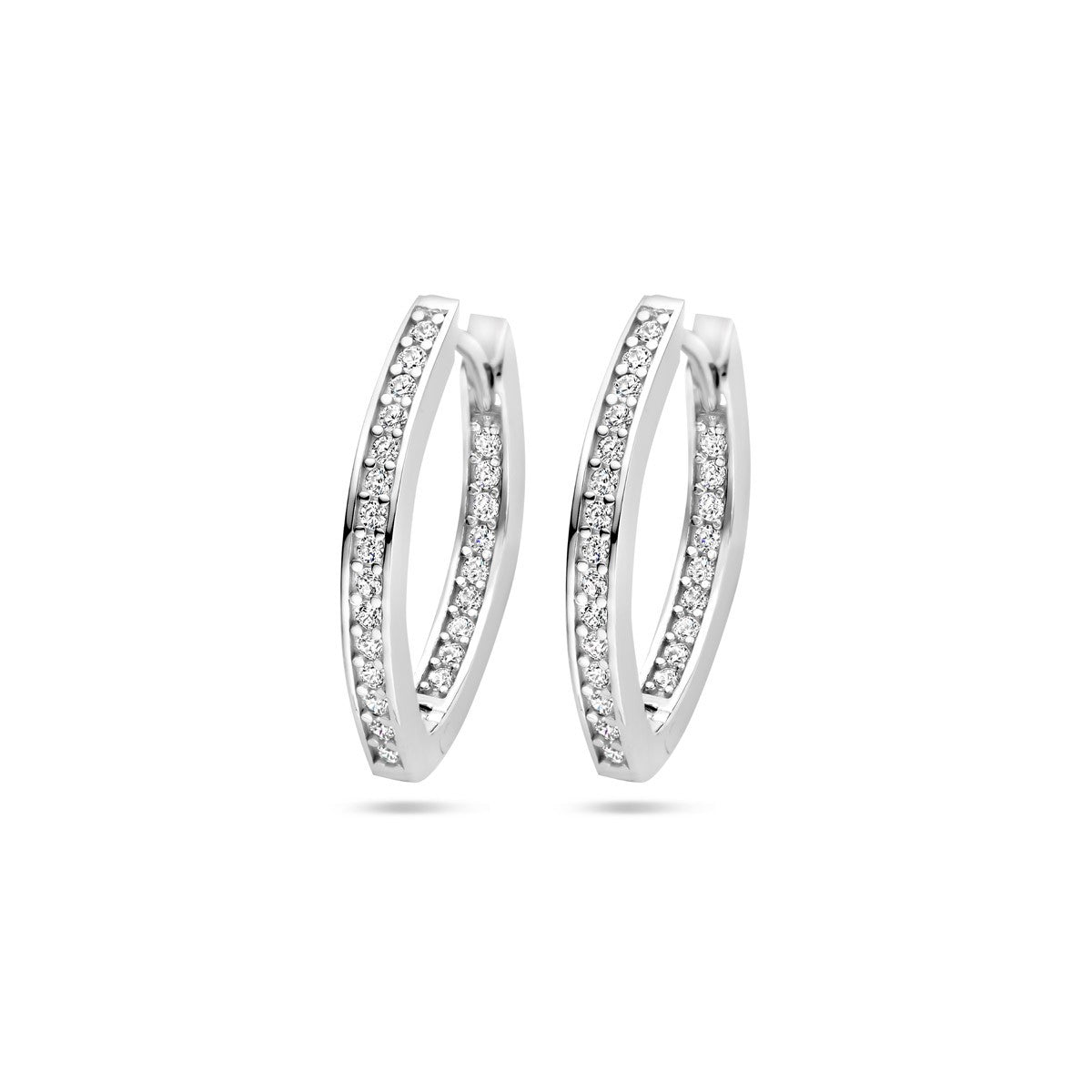 Zilver Gerhodineerd Klapoorringen Zirkonia 21 Mm 1340043 - PansiteNederland.nl
