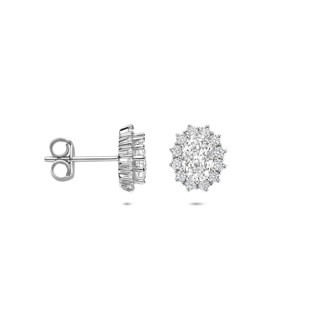 Zilveren gerhodineerde oorknoppen zirkonia 10 mm - 1341178