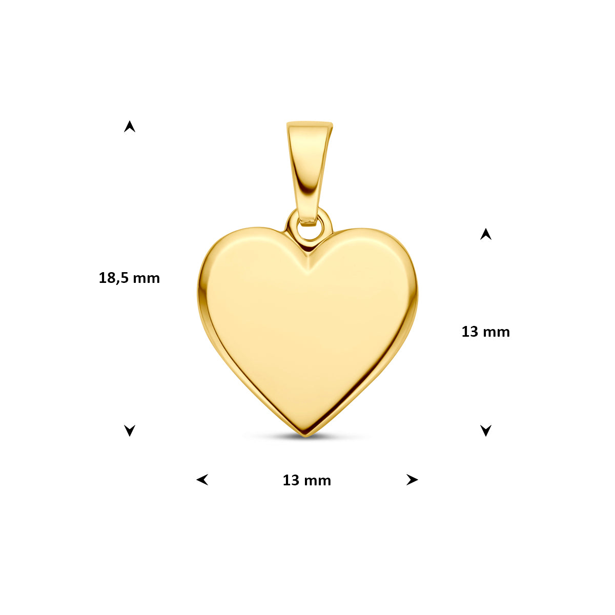 Graveerhanger hartje 9K geelgoud 13 mm