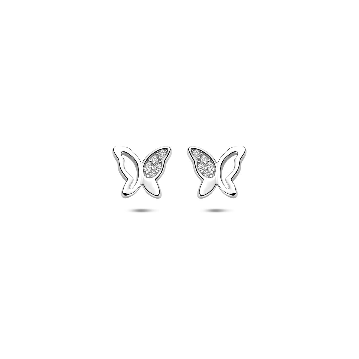 Zilveren gerhodineerde oorknoppen vlinder zirkonia 6,5 mm - 1341350