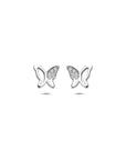 Zilveren gerhodineerde oorknoppen vlinder zirkonia 6,5 mm - 1341350