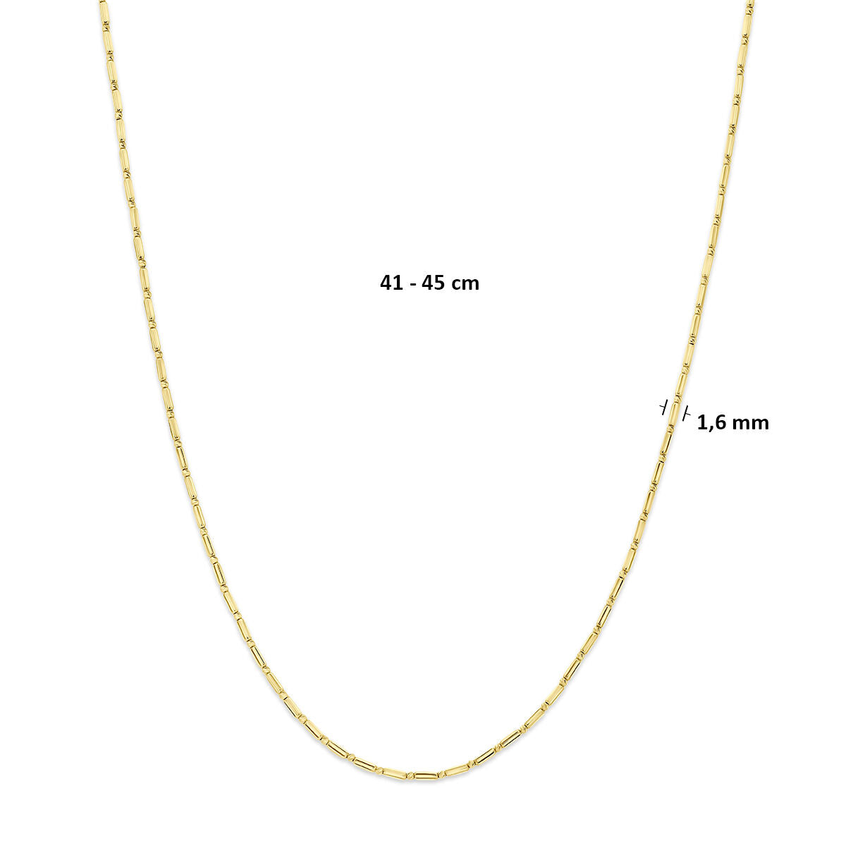 Collier staafjes 14K geelgoud 41 - 45 cm
