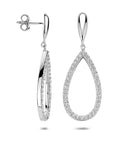 Zilveren gerhodineerde oorhangers druppel zirkonia 43 mm - 1341918
