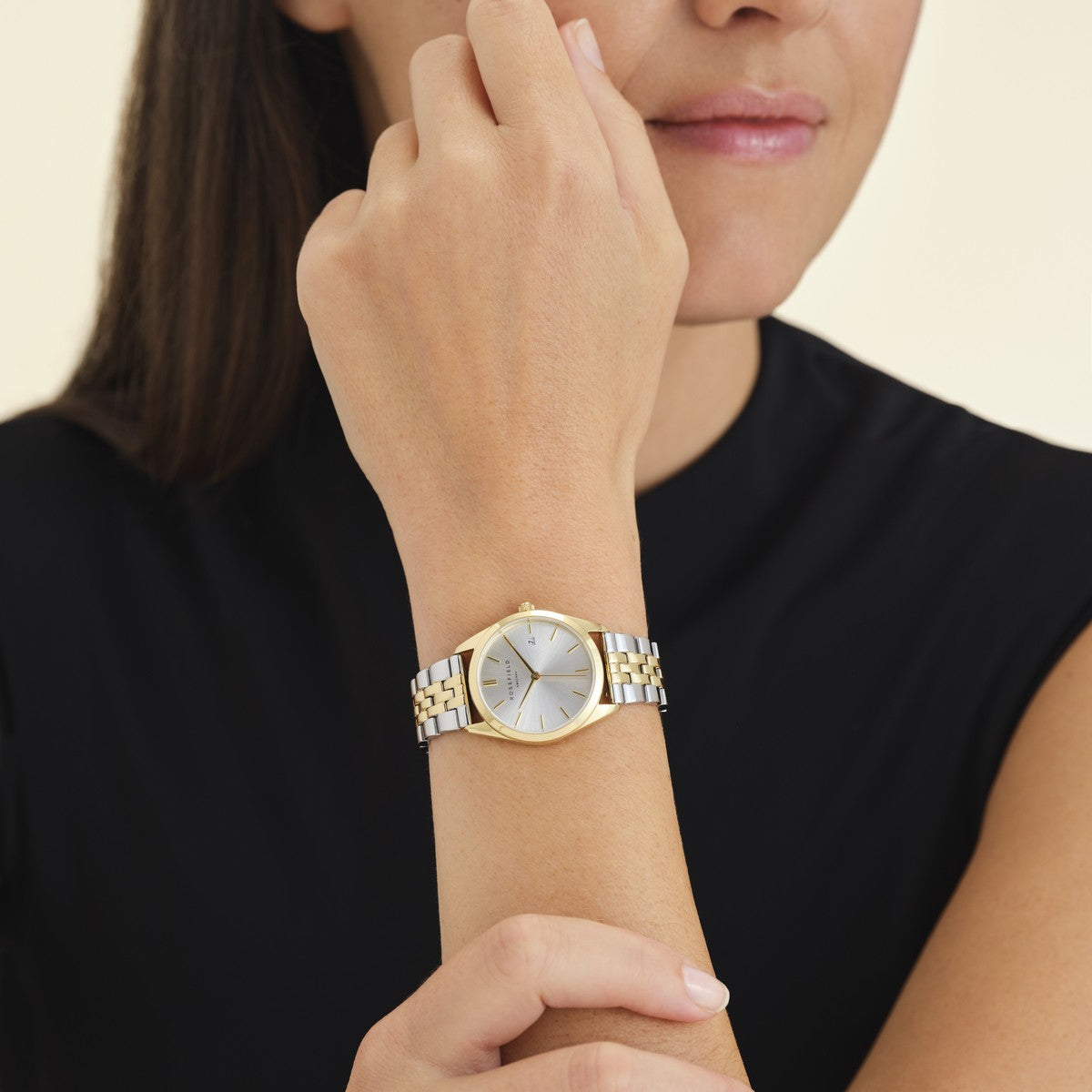 Rosefield horloge ASDSSG-A16 The Ace XS Silver Sunray Steel Silver Gold Duotone - PansiteNederland.nl