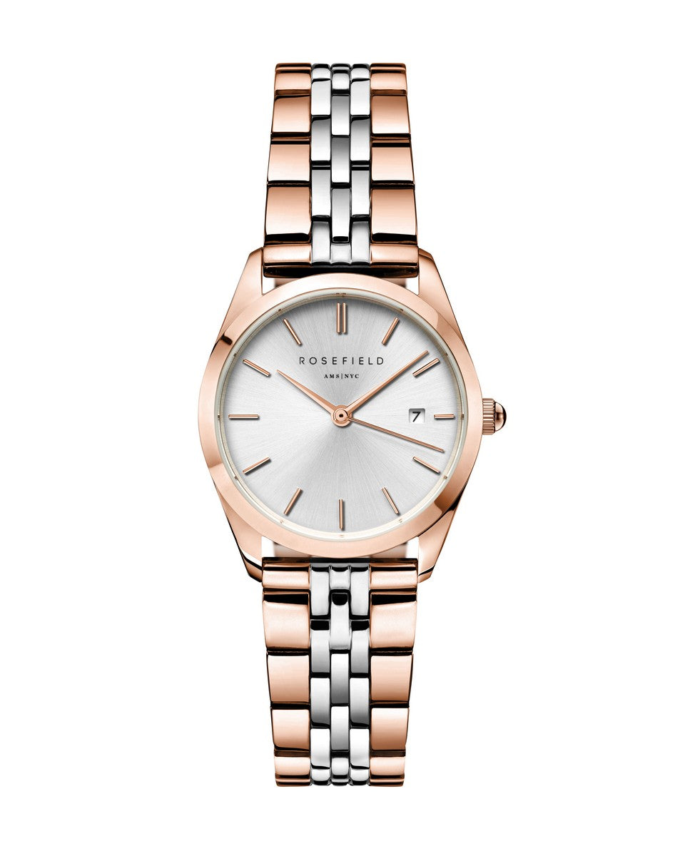 Rosefield horloge ASRSR-A21 The Ace XS Silver Sunray Steel Silver Rose Gold Duotone - PansiteNederland.nl