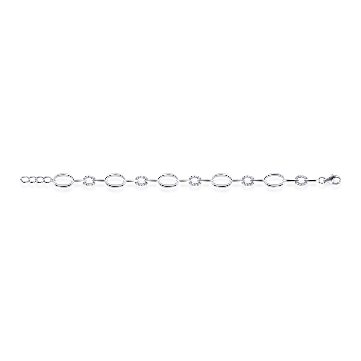 Gisser Armband Zilver Gerhodineerd Zirkonia Wit 18+3 cm – B042