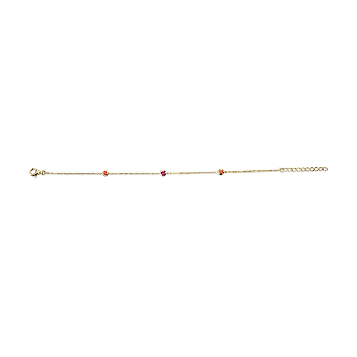 Gisser Armband Zilver Geel Verguld Zirkonia Rood 17+3 cm – B1000YOF – foto 2