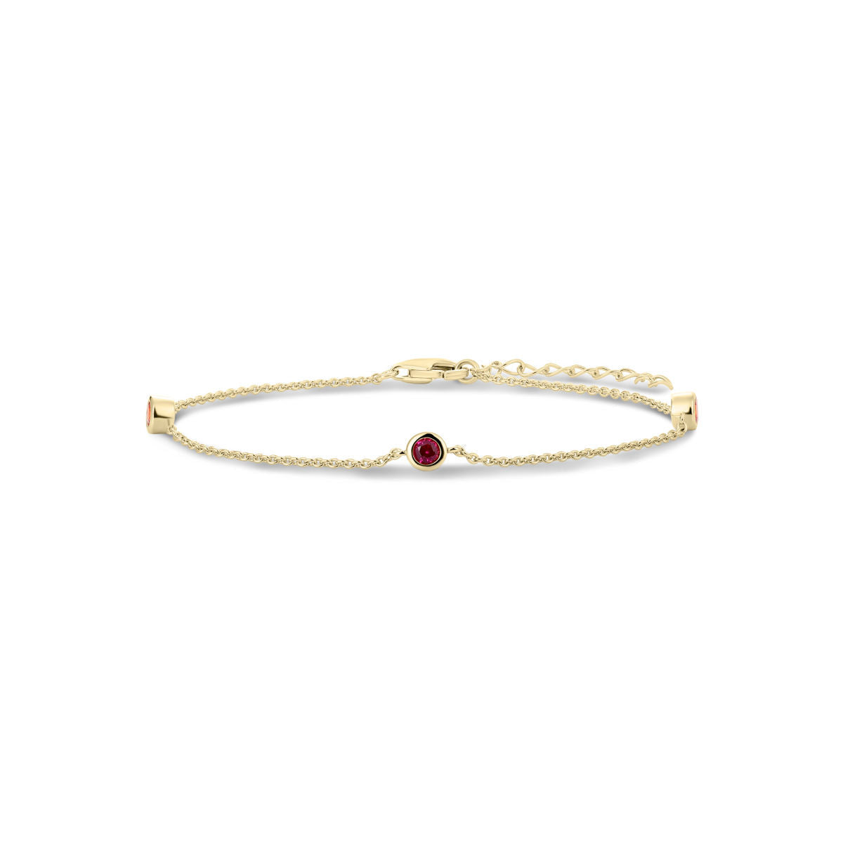 Gisser Armband Zilver Geel Verguld Zirkonia Rood 17+3 cm – B1000YOF
