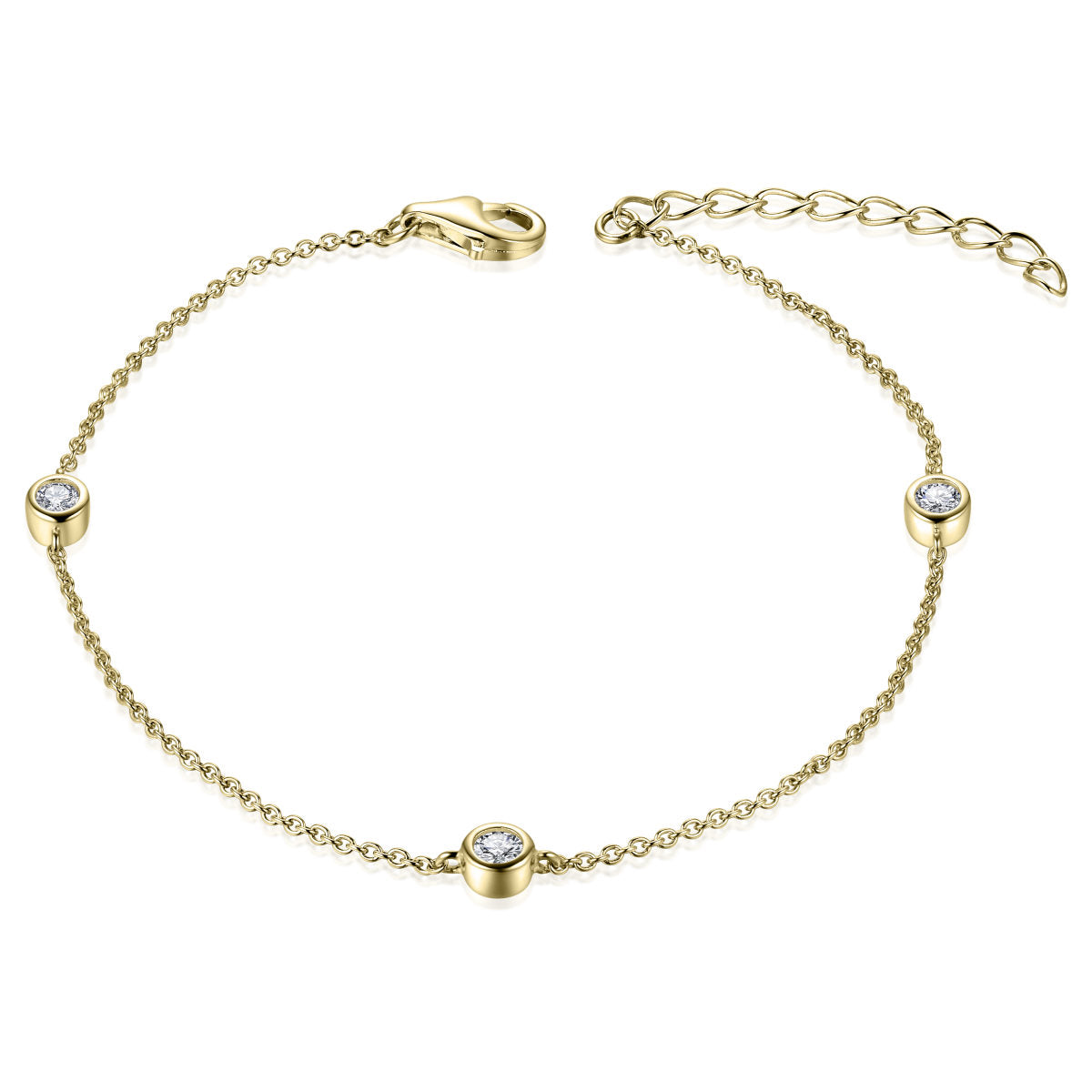 Gisser Armband Zilver Geel Verguld Zirkonia Wit 17+3 cm – B1000Y