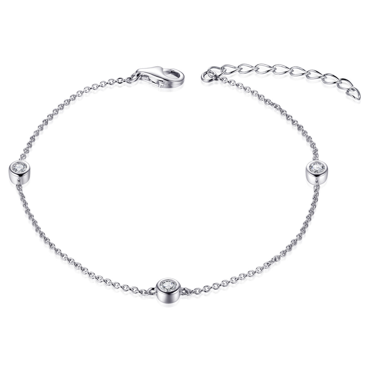 Gisser Armband Zilver Gerhodineerd Zirkonia Wit 17+3 cm – B1000