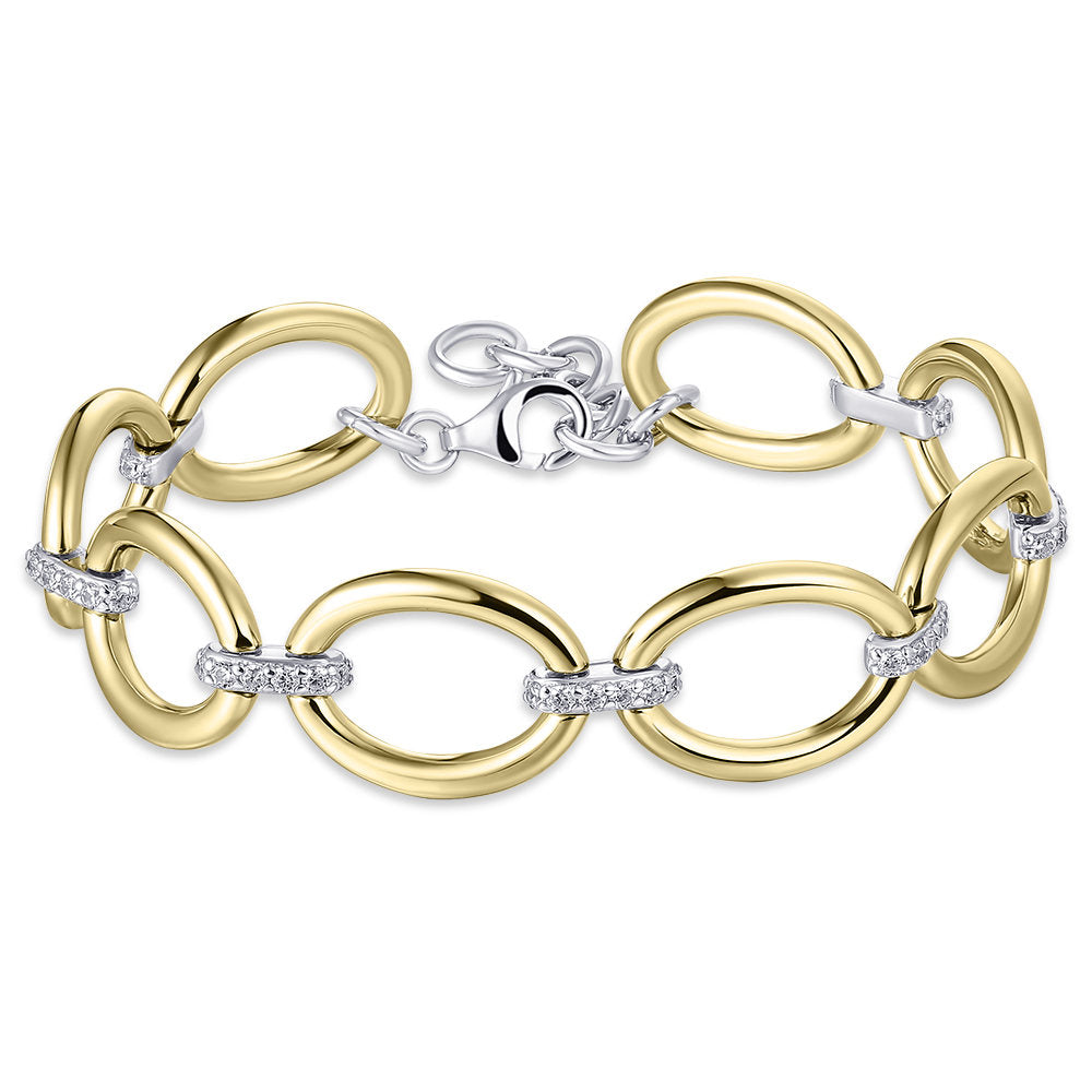 Gisser Armband Zilver Verguld Bicolor Zirkonia Wit 18+3 cm – B1017Y