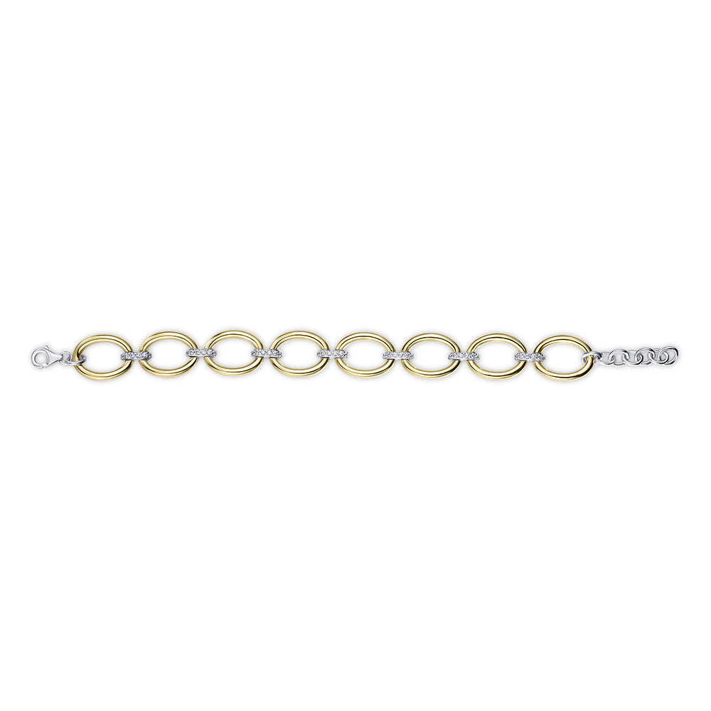 Gisser Armband Zilver Verguld Bicolor Zirkonia Wit 18+3 cm – B1017Y – foto 6