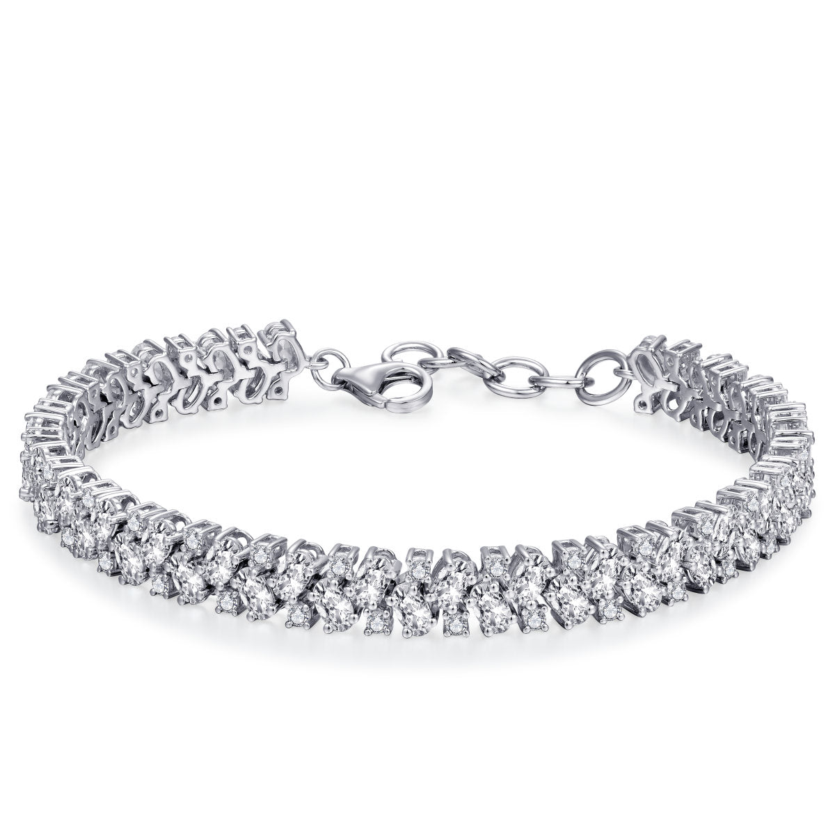 Gisser Armband Zilver Gerhodineerd Zirkonia Wit 18+3 cm – B1024