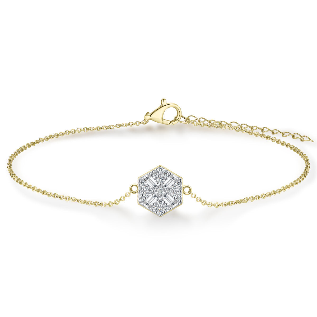 Gisser Armband Zilver Verguld Bicolor Zirkonia Wit 17+3 cm – B1027Y