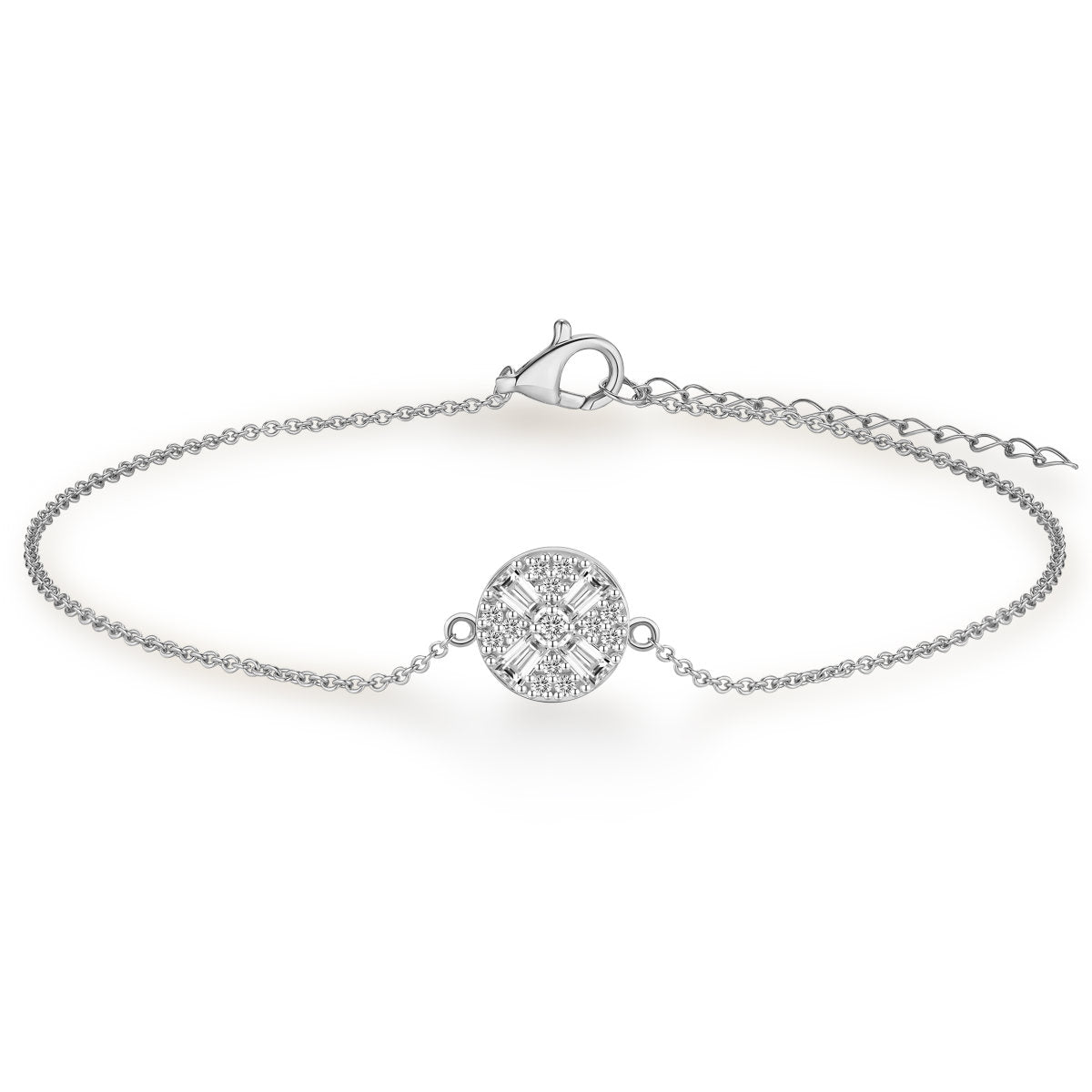 Gisser Armband Zilver Gerhodineerd Zirkonia Wit 17+3 cm – B1029
