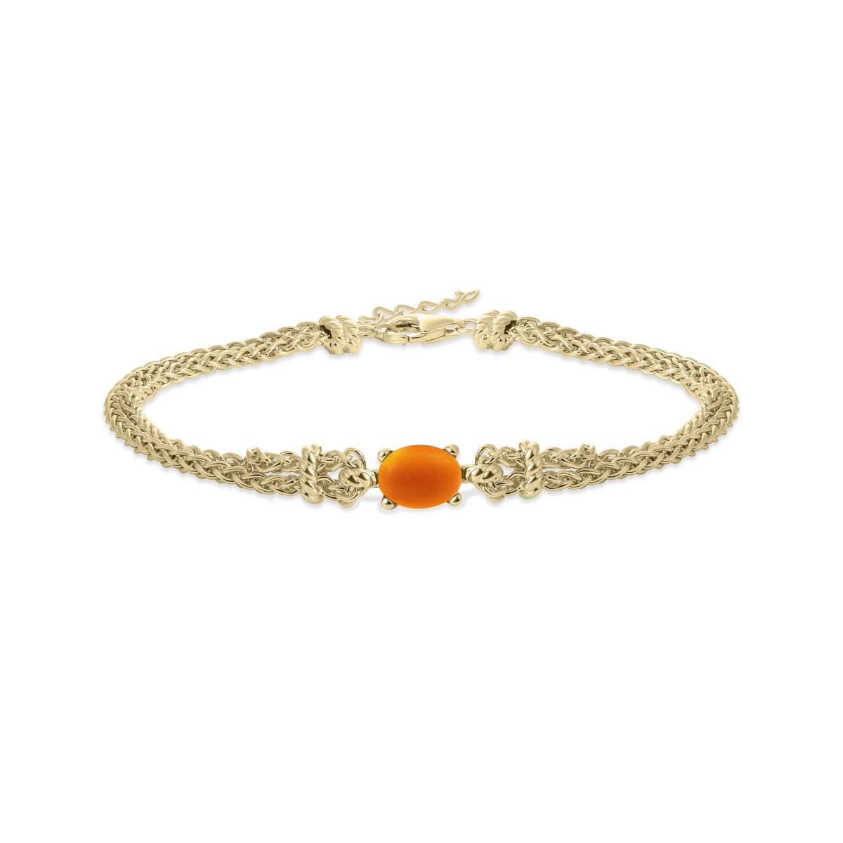 Gisser Armband Zilver Geel Verguld Zirkonia Oranje 18+3 cm – B1032YO