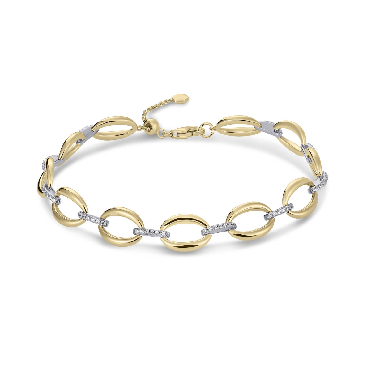 Gisser Armband Zilver Verguld Bicolor Zirkonia Wit 17+3 cm – B1048Y