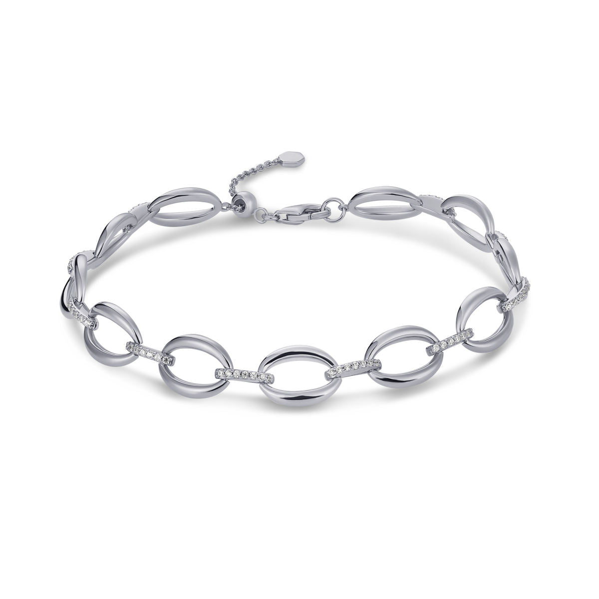 Gisser Armband Zilver Gerhodineerd Zirkonia Wit 17+3 cm – B1048