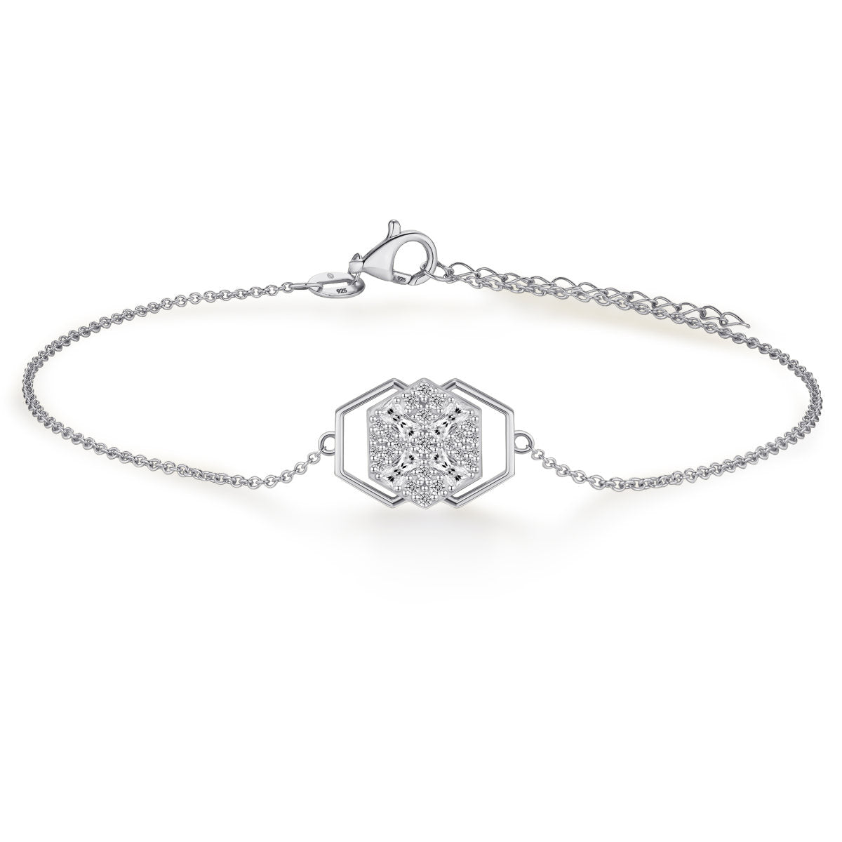Gisser Armband Zilver Gerhodineerd Zirkonia Wit 17+3 cm – B1050
