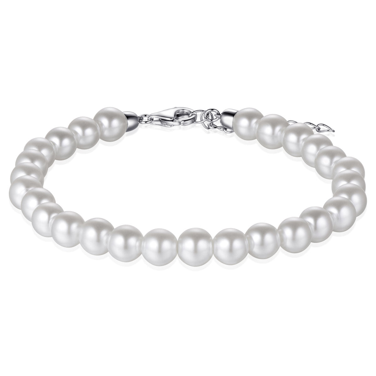 Gisser Armband Zilver Gerhodineerd Synthetische parel Wit – BC010