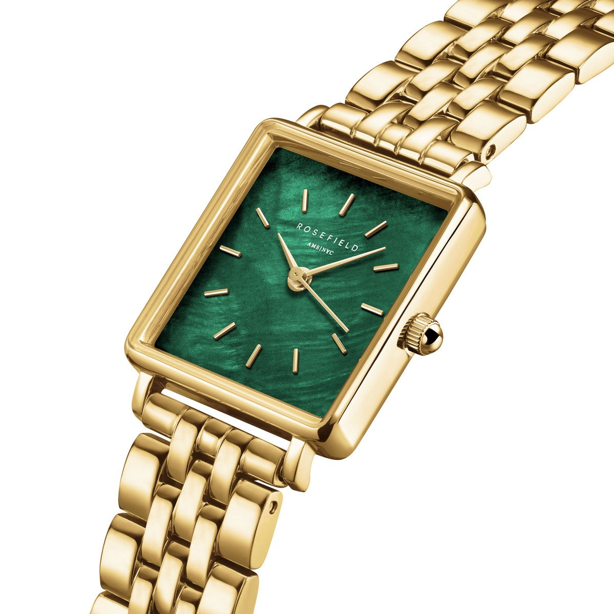 Rosefield horloge BEGSG-Q050 Boxy XS Emerald Steel Gold - PansiteNederland.nl