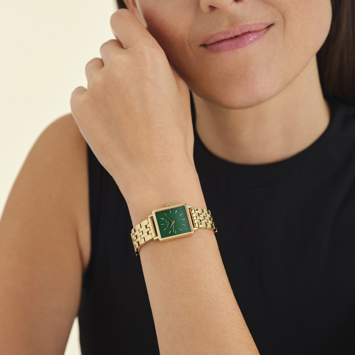 Rosefield horloge BEGSG-Q050 Boxy XS Emerald Steel Gold - PansiteNederland.nl