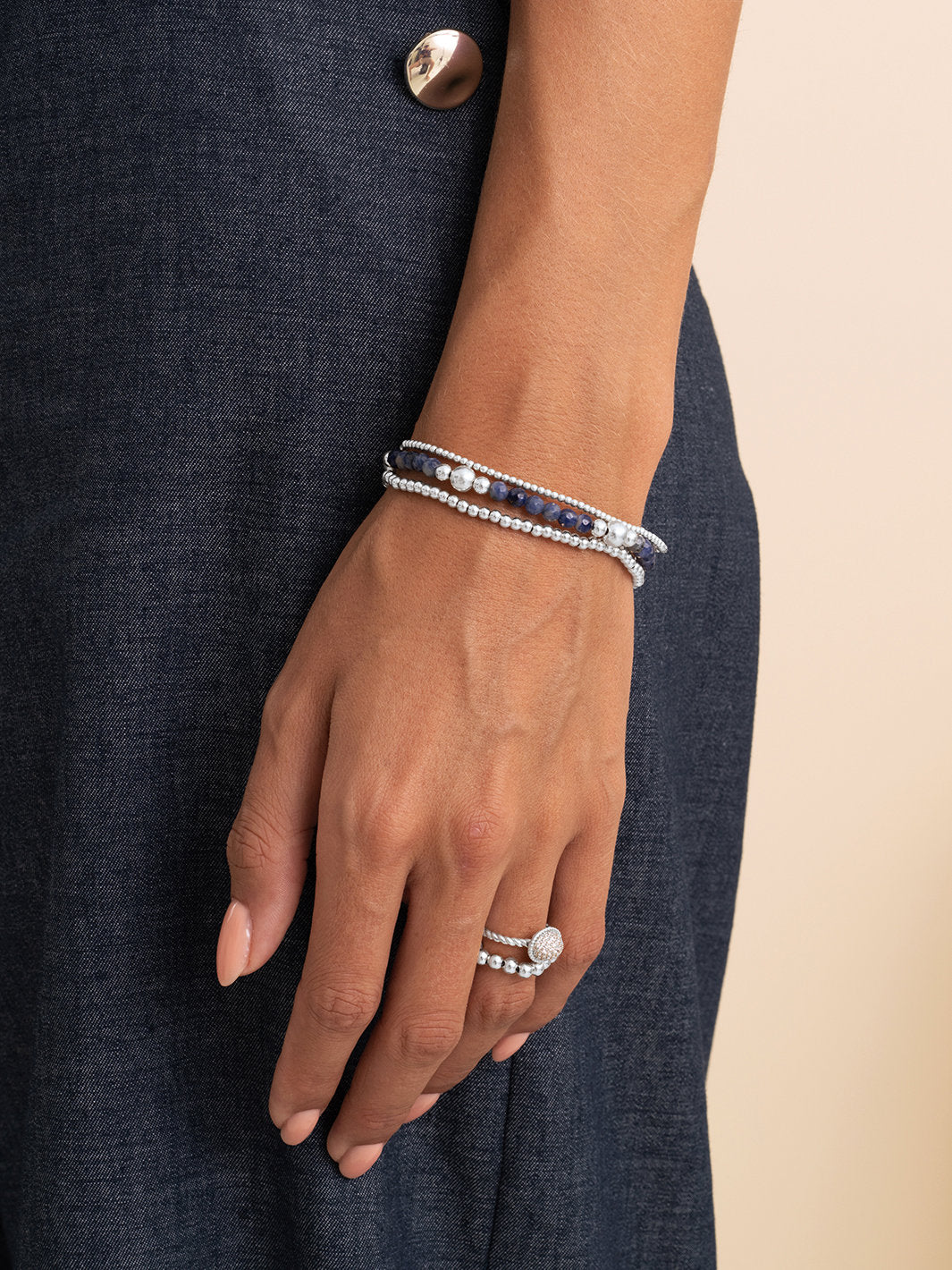 Sparkling Jewels Armband Sodaliet BLK01S-G20 Zilverkleurig