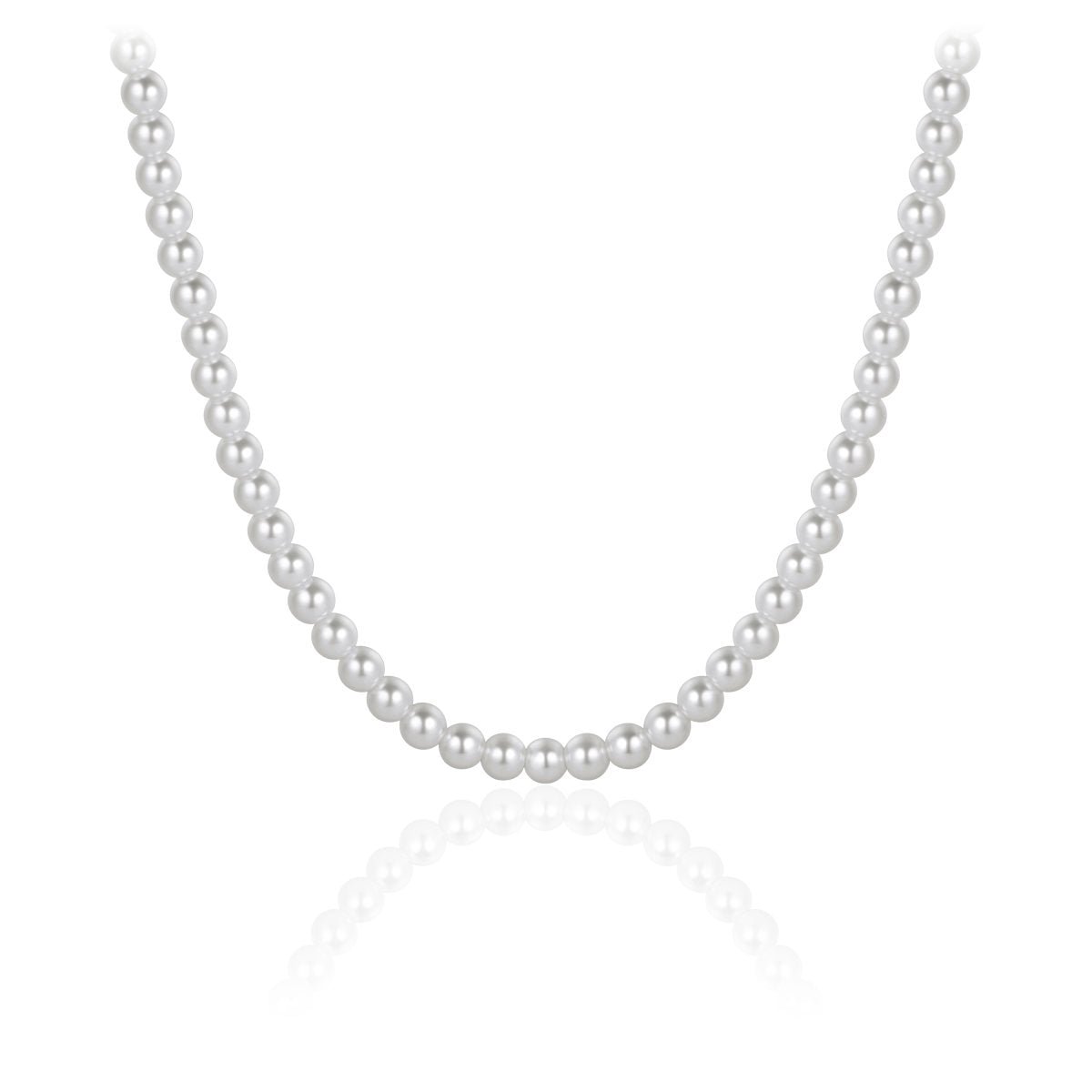 Gisser Ketting Zilver Gerhodineerd Synthetische parel Wit – C010