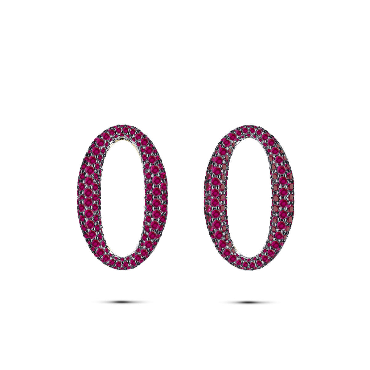 Gisser Oorbellen Zilver Geel Verguld Zirkonia Rood – C1001YF
