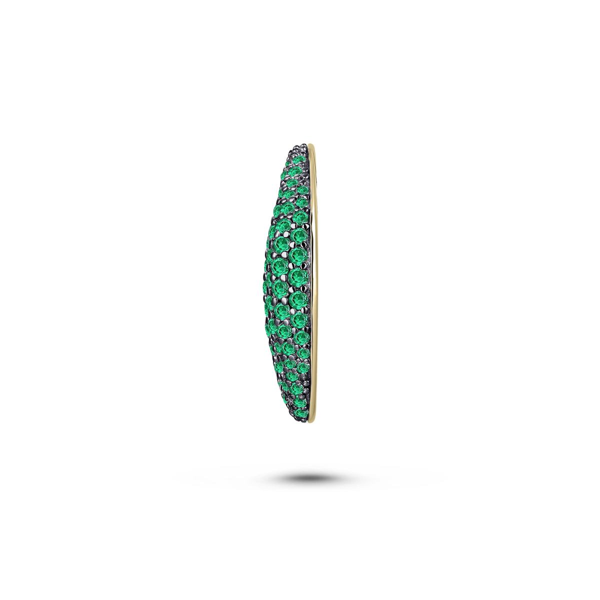 Gisser Oorbedels Zilver Geel Verguld Zirkonia Groen – C1001YG – foto 2