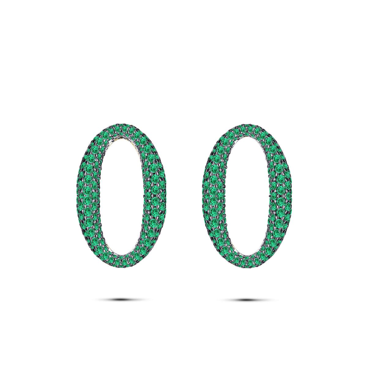 Gisser Oorbedels Zilver Geel Verguld Zirkonia Groen – C1001YG