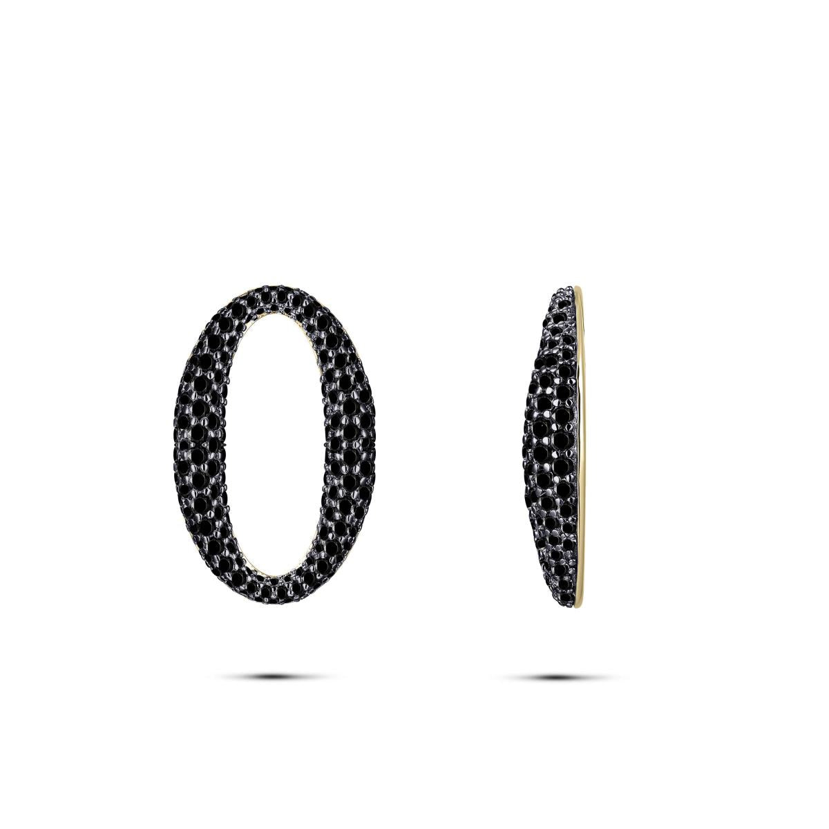 Gisser Oorbedels Zilver Geel Verguld Zirkonia Zwart – C1001YZ – foto 3