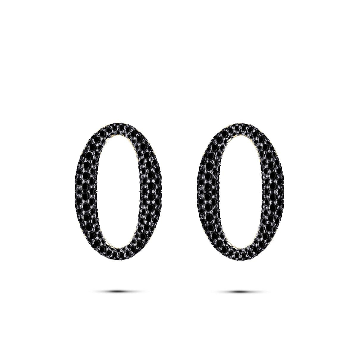 Gisser Oorbedels Zilver Geel Verguld Zirkonia Zwart – C1001YZ