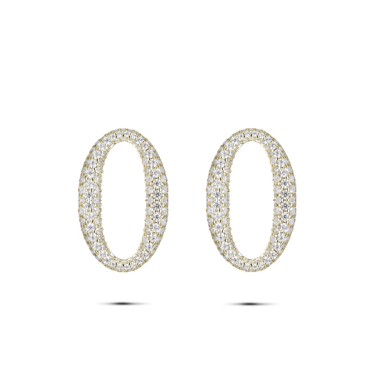 Gisser Oorbedels Zilver Geel Verguld Zirkonia Wit – C1001Y