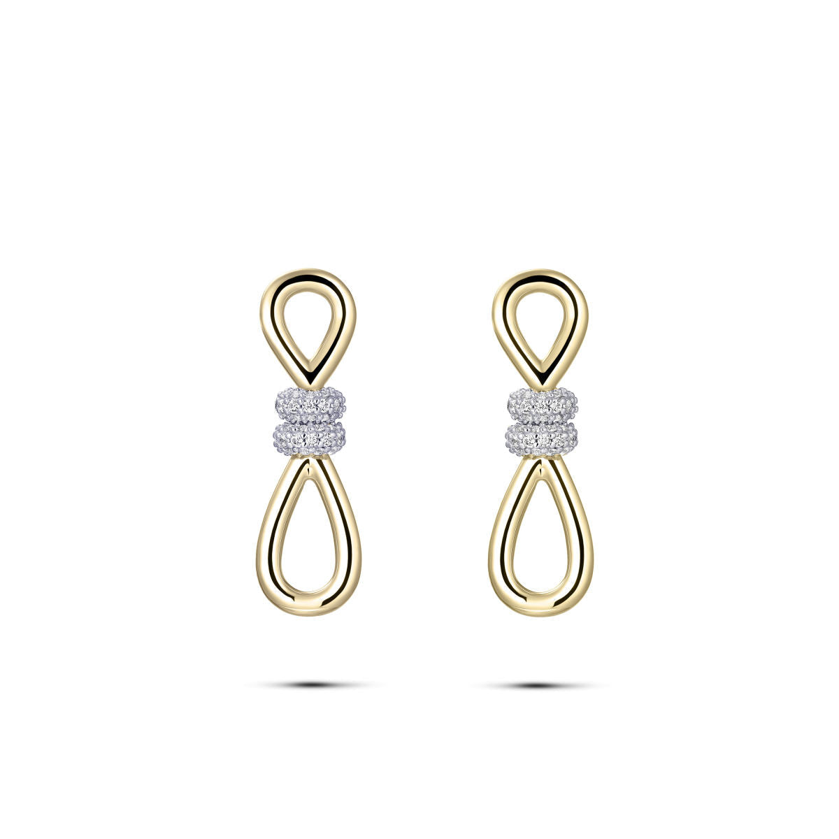 Gisser Oorbedels Zilver Geel Verguld Zirkonia Wit – C1004Y