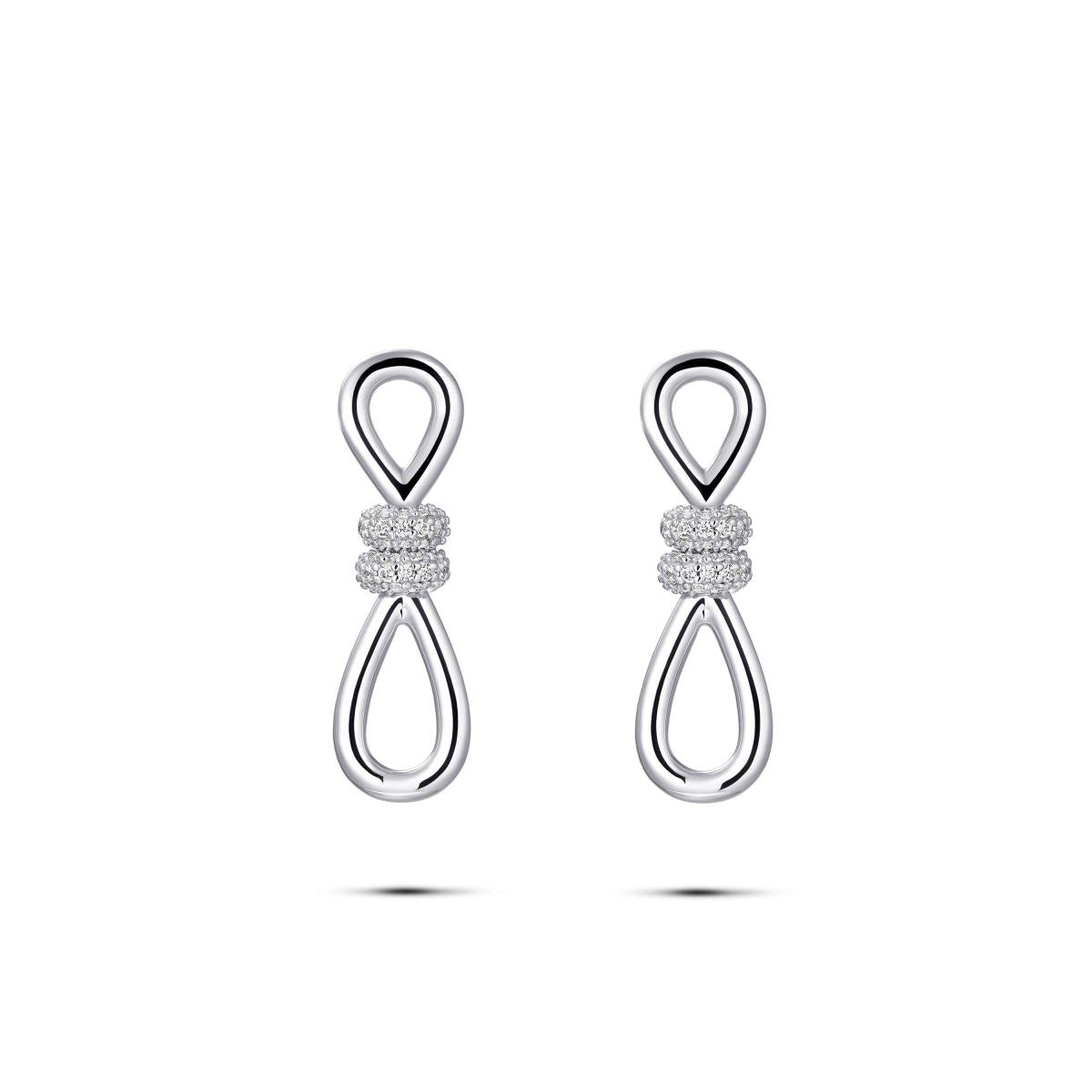 Gisser Oorbellen Zilver Gerhodineerd Zirkonia Wit – C1004