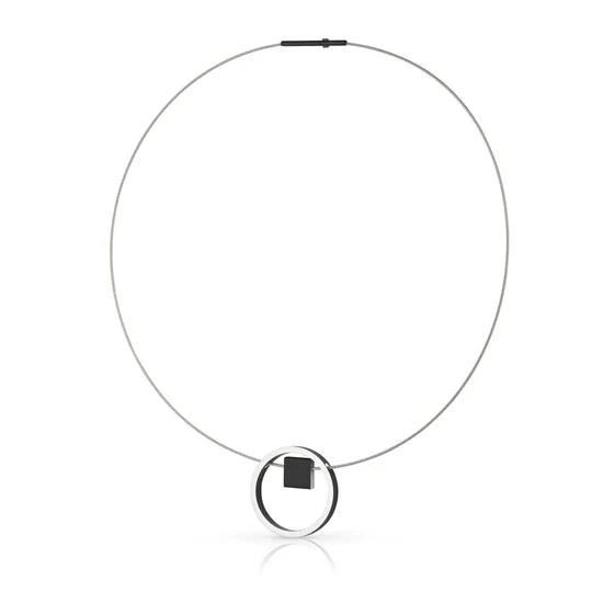 Clic Collier EVY Zwart Ring met vierkantje | C277Z - PansiteNederland.nl