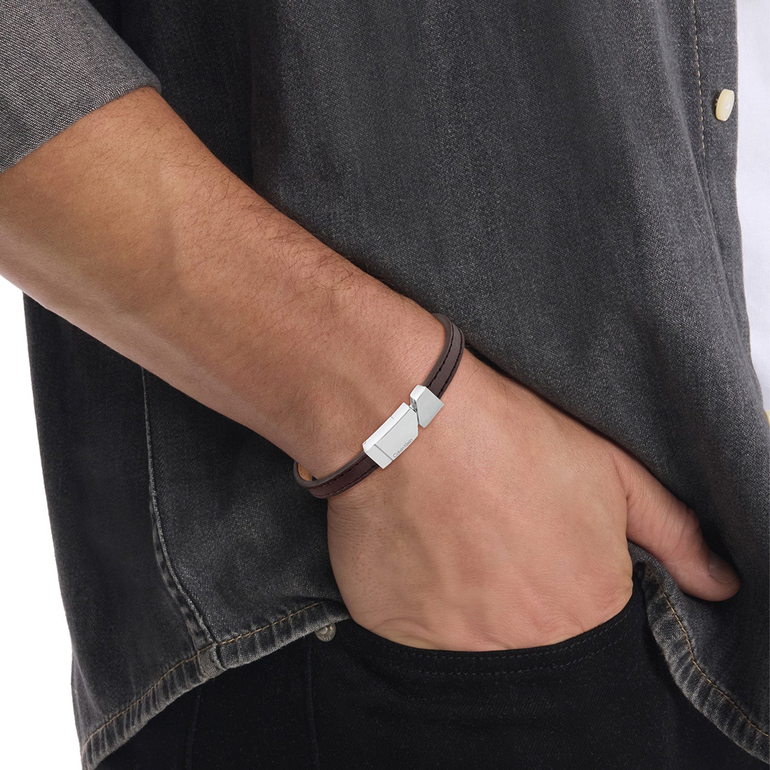 Calvin Klein Armband CJ35100003 Heren Bruin 19,5 cm