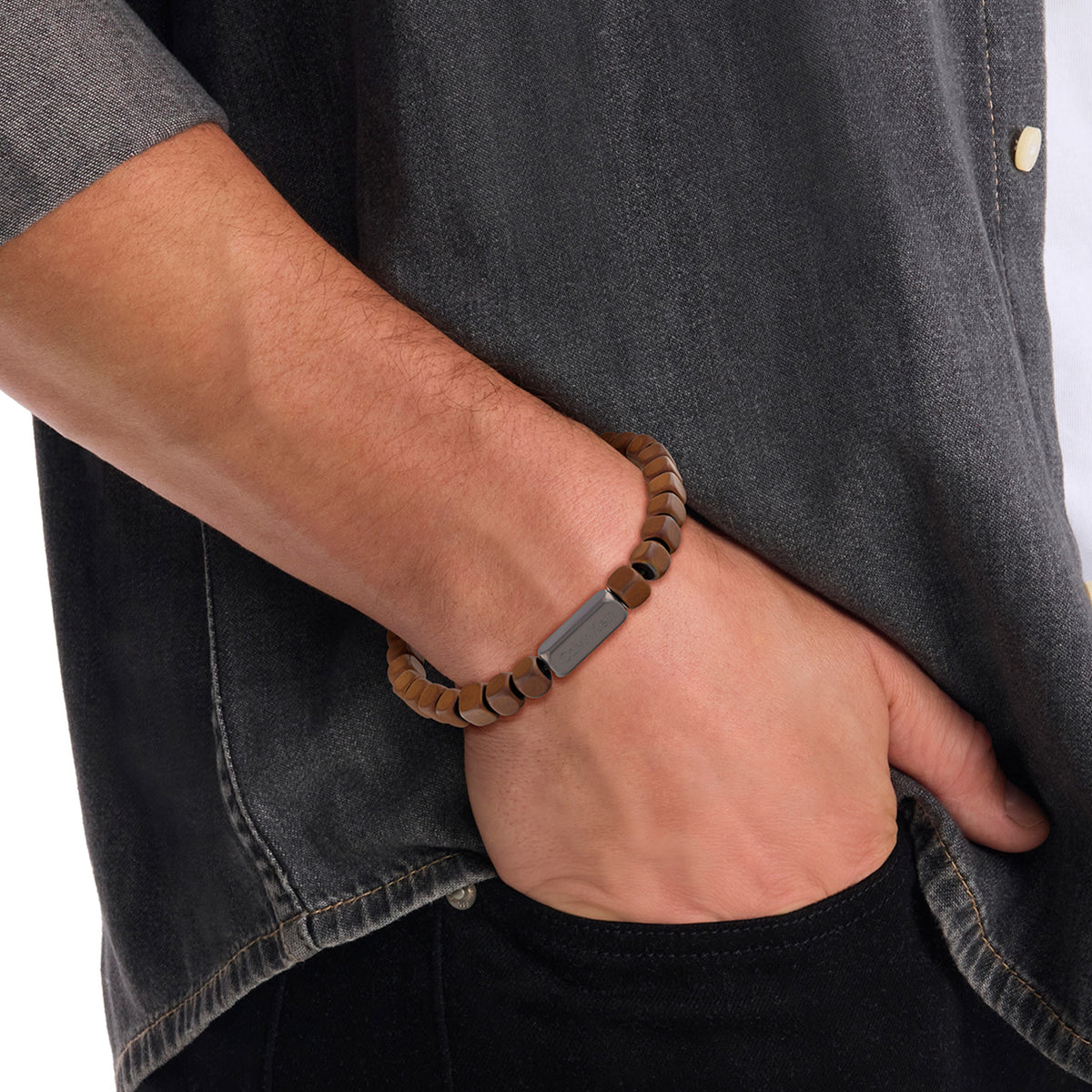 Calvin Klein Armband CJ35100061 Heren Bruin 17,5 cm