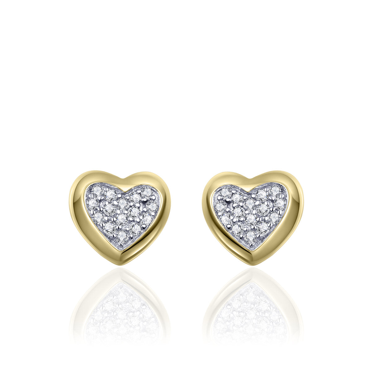 Gisser Oorbellen Zilver Geel Verguld Zirkonia Wit – E048Y