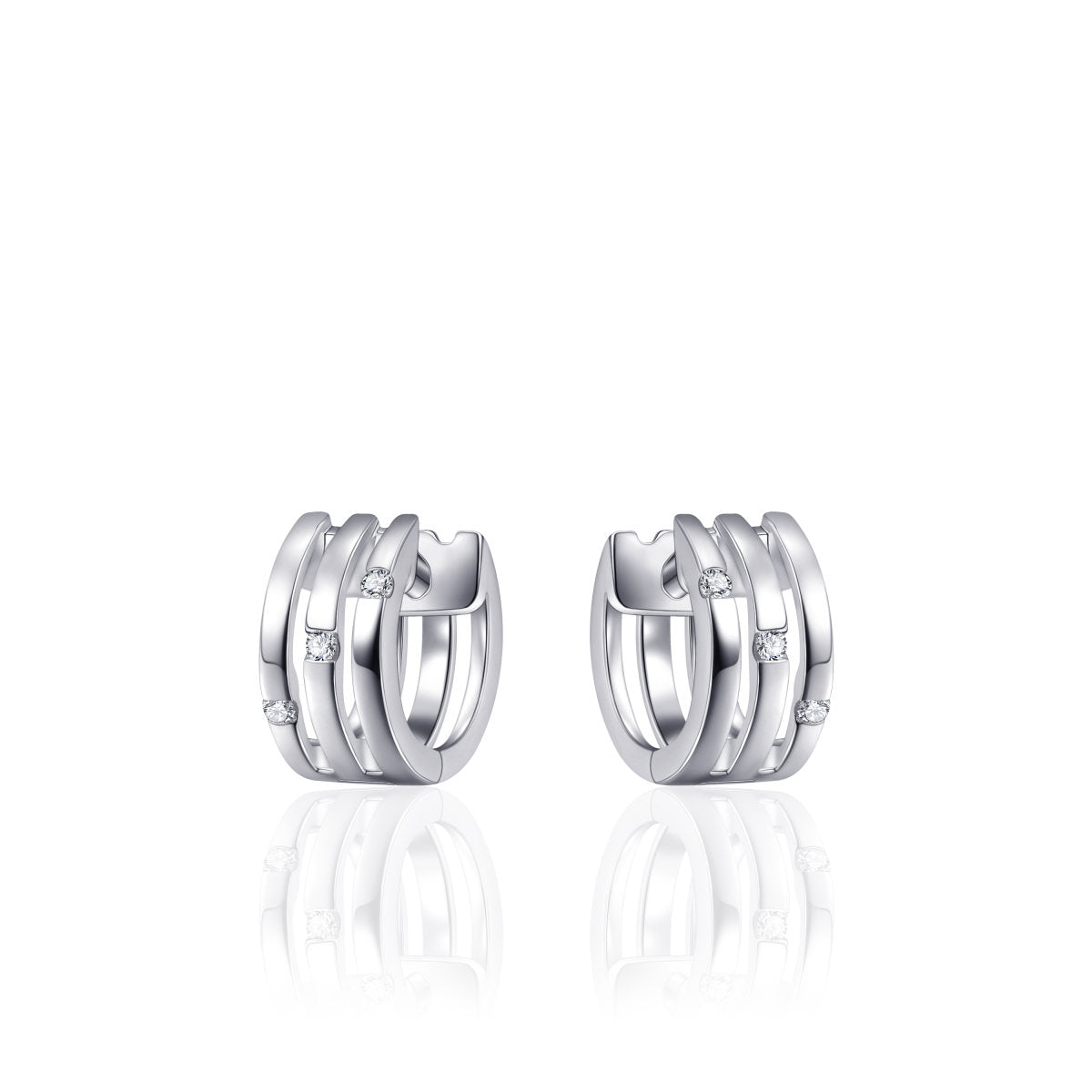 Gisser Oorringen Zilver Gerhodineerd Zirkonia Wit – E051