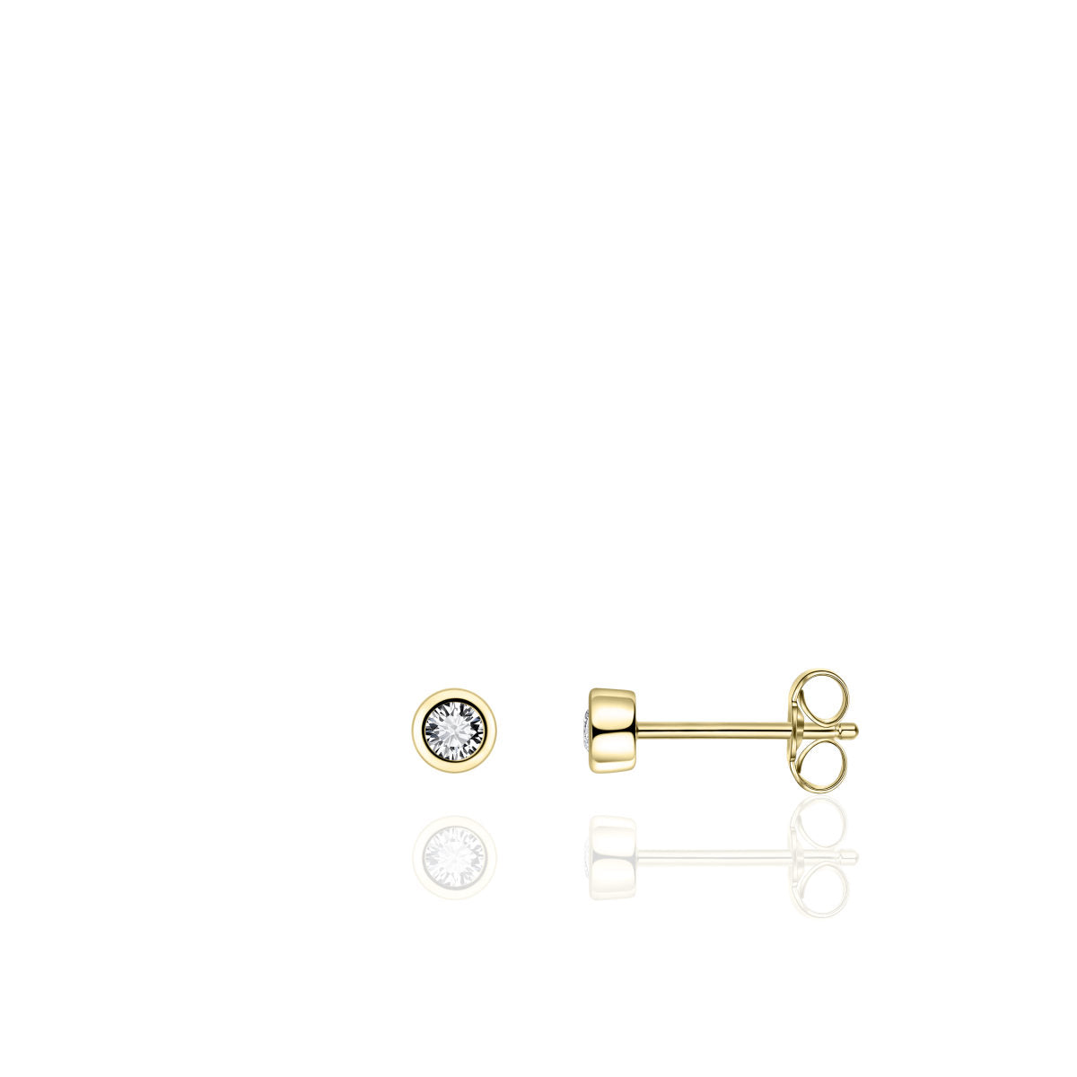 Gisser Oorbellen Zilver Geel Verguld Zirkonia Wit – E1000Y