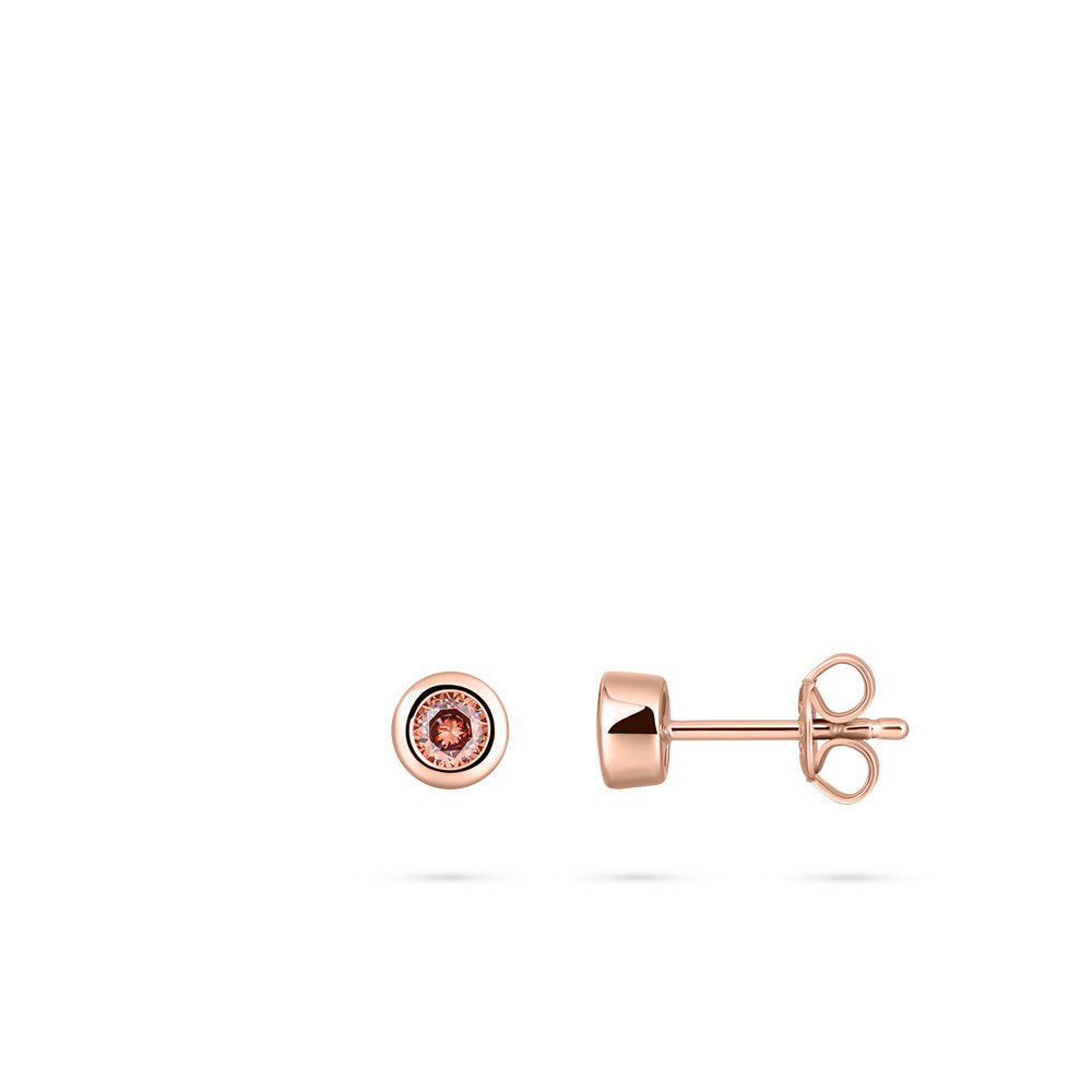 Gisser Oorringen Zilver Roséverguld Zirkonia Bruin – E1001RBR – foto 3