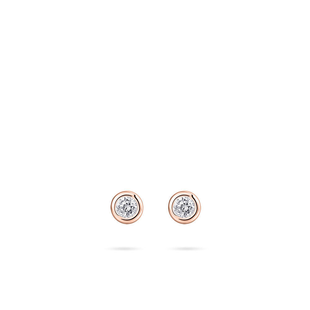 Gisser Oorringen Zilver Roséverguld Zirkonia Wit – E1001R