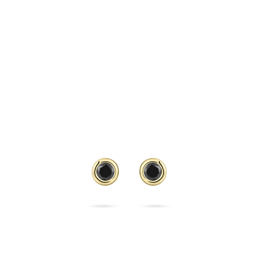 Gisser Oorringen Zilver Geel Verguld Zirkonia Zwart – E1001YZ