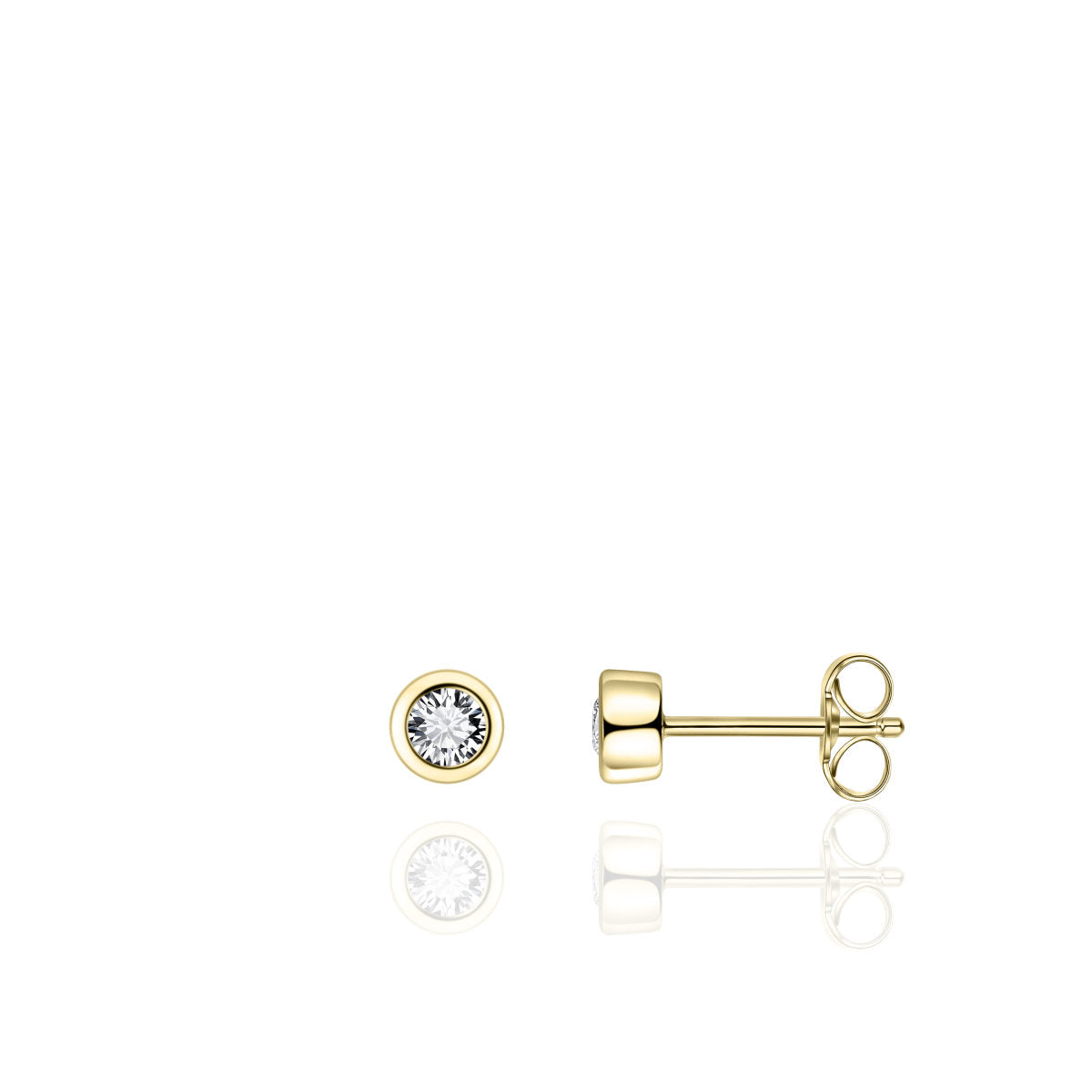 Gisser Oorringen Zilver Geel Verguld Zirkonia Wit – E1001Y